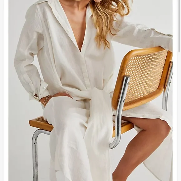 Nicholas K Tie Dress100 % LinenWhiteSize XS